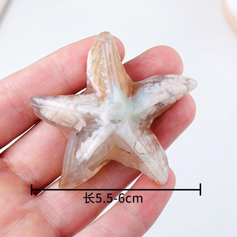 Natural cherry blossom Starfish Carving, 55-60mm