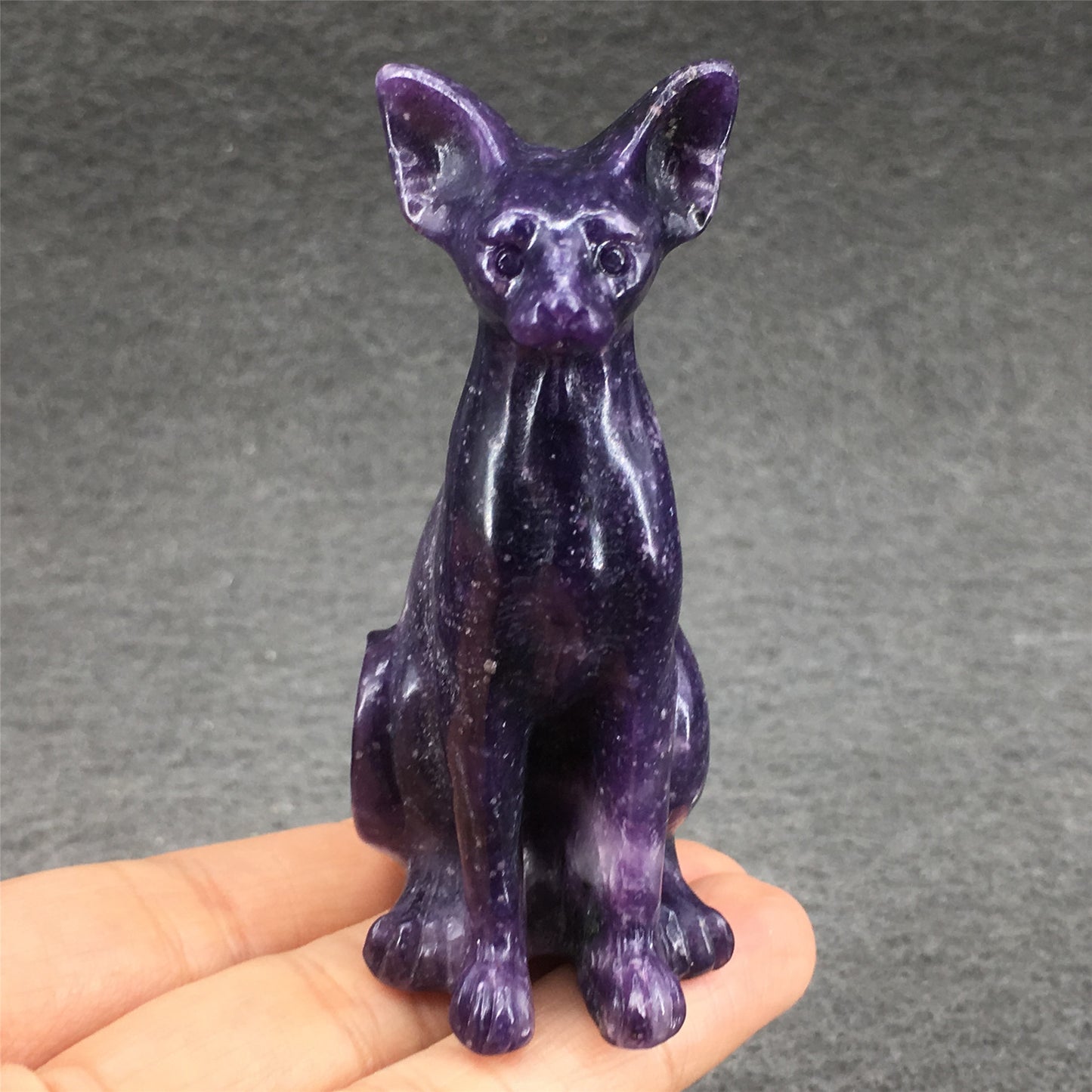 Natural crystal female cat small carving,75mm