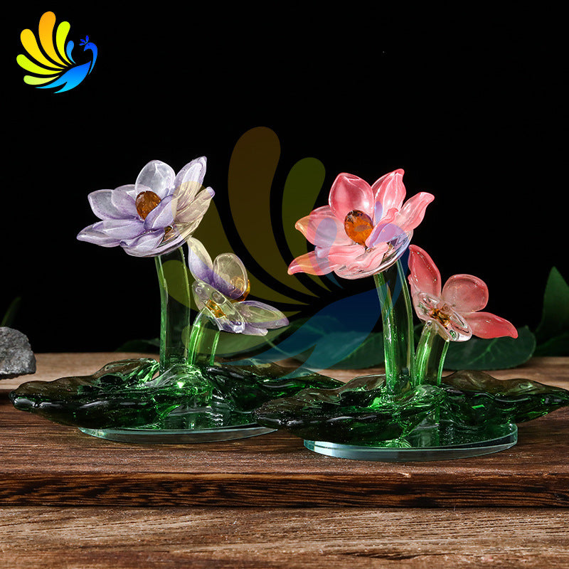 Crystal lotus with rosette decoration,100*75mm