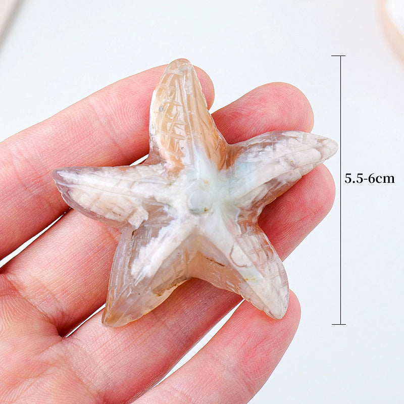 Natural cherry blossom Starfish Carving, 55-60mm