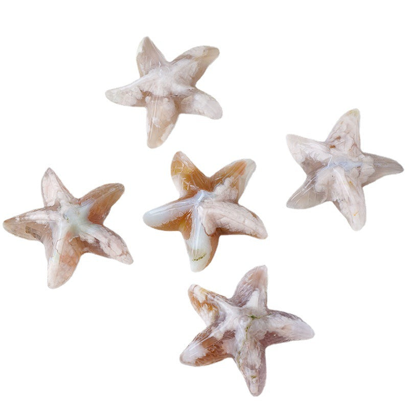 Natural cherry blossom Starfish Carving, 55-60mm