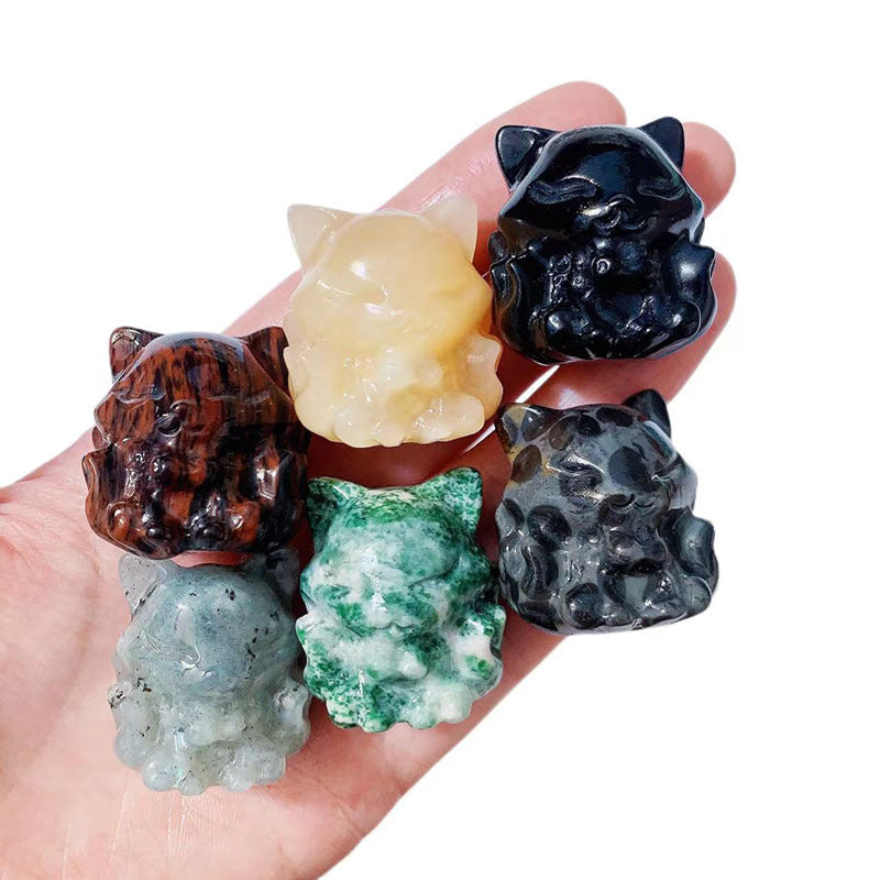 Nine Tail Fox Crystal Carvings Randon 1set =8pcs,29mm*32mm