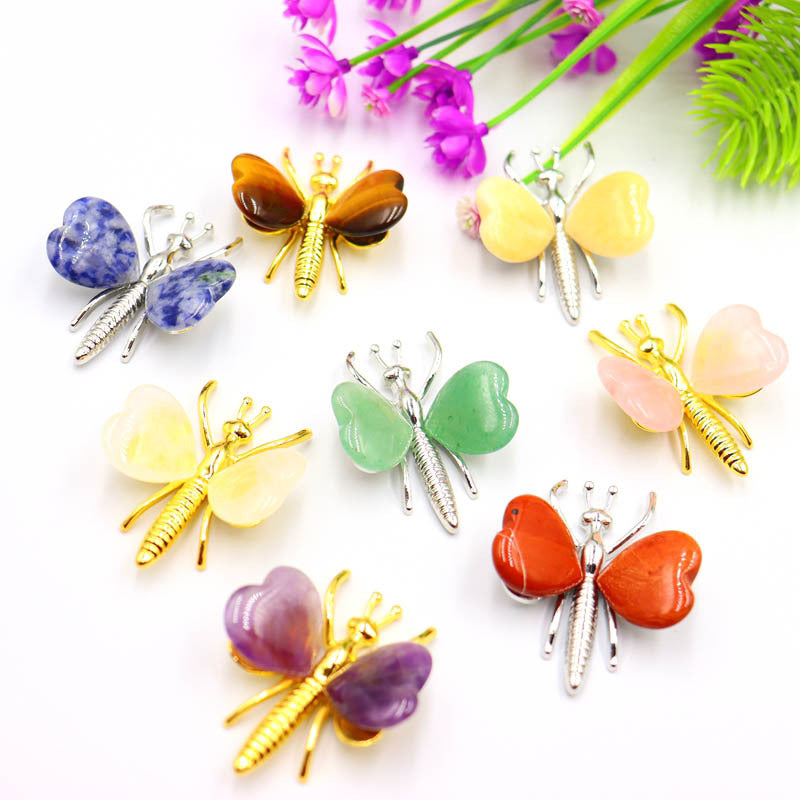 Butterfly ornaments love heart-shaped Crystal Random 1set=10pcs,38*42*15mm