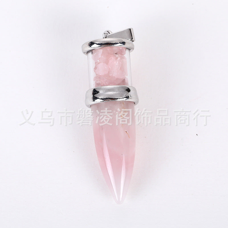 Natural amethyst bullet head Votive Bottle gravel pendant Votive Bottle 16*48mm/16g