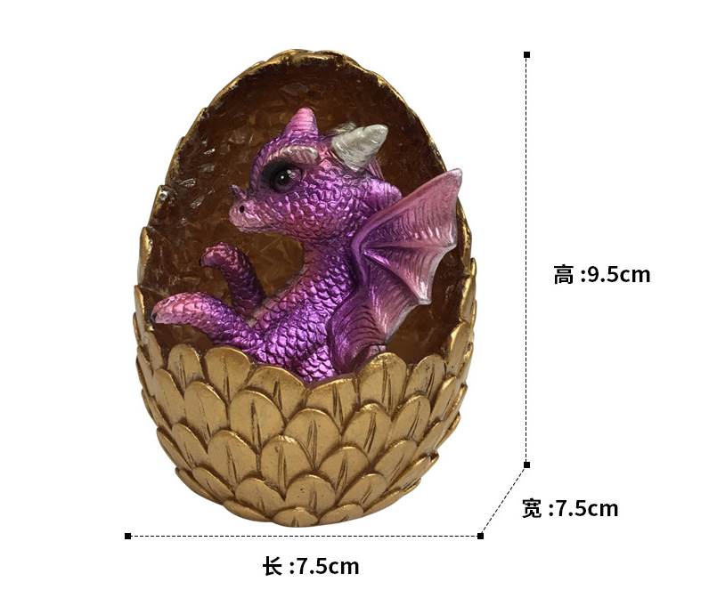 Luminous  imitation crystal dragon egg decoration，95*75*75mm