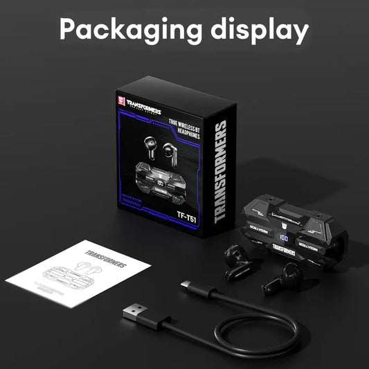 TRANSFORMERS TF-T51 Semi-in-ear Design Wireless Earphone, 1 Count Bluetooth-compatible 5.4 Chip Stable Connection Earphone, Long Battery Life Earbuds for Gaming, Wirelessearbuds, Electronic