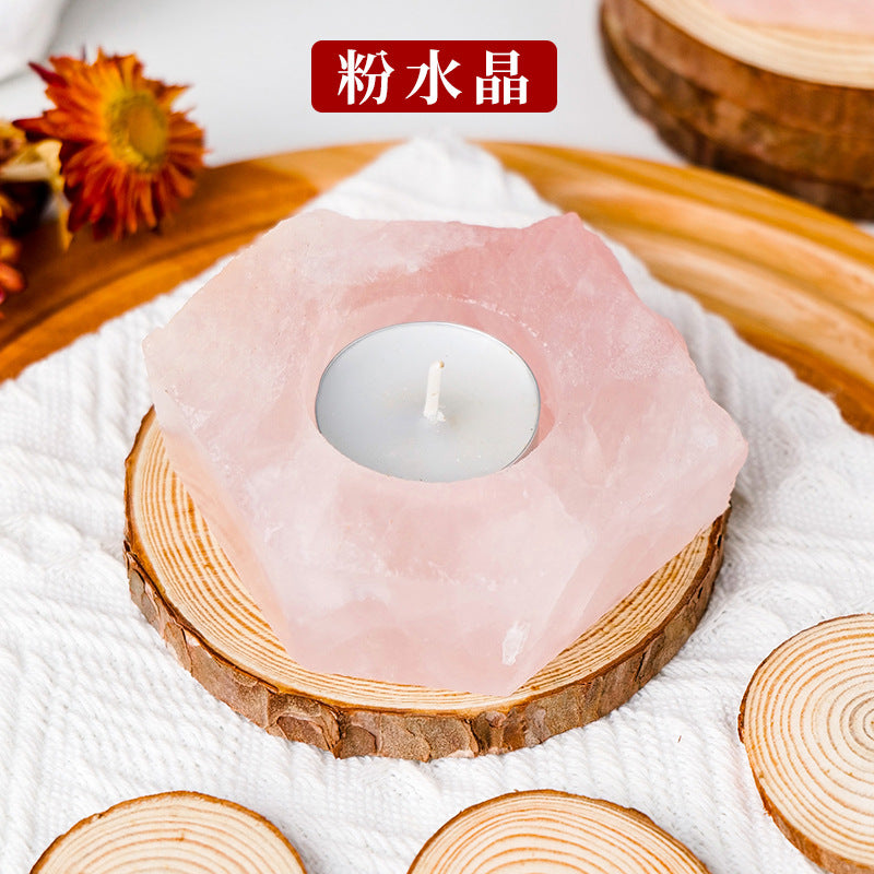 Natural crystal rough stone candle holder,90-100mm