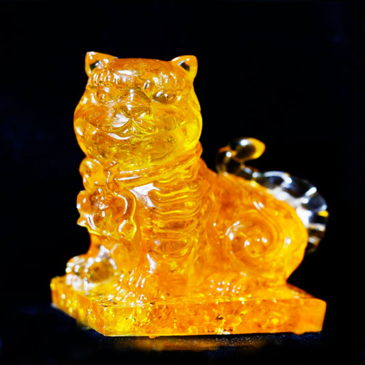 Crystal Gravel Epoxy Tiger carving,60*40*50mm