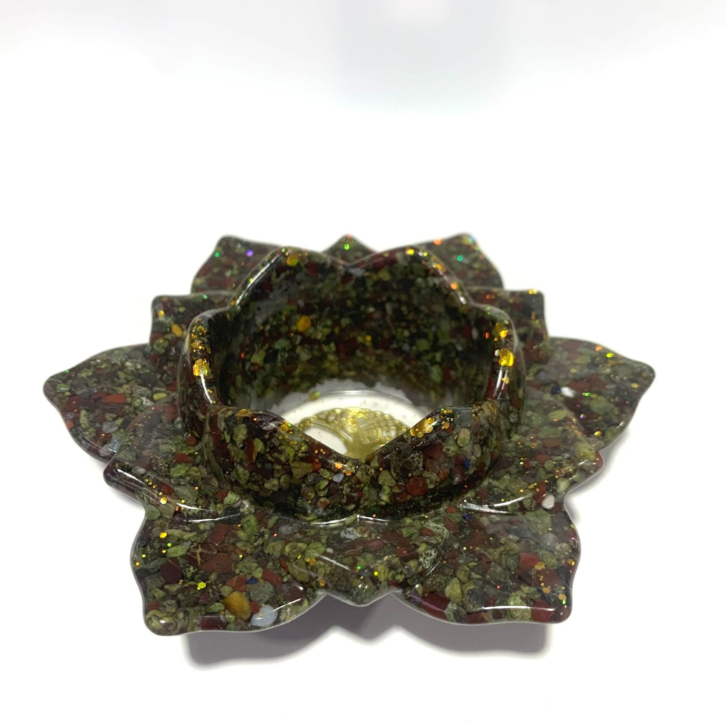 Natural crystal resin Lotus bowl, 115*115*40 mm