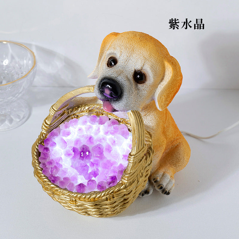 Natural crystal gravel Night light dog USB plug-in , 190*140mm