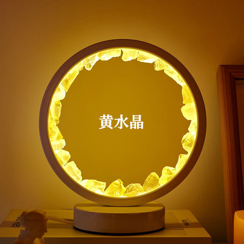 Crystal cluster round night light USB plug-in base, 180*100mm