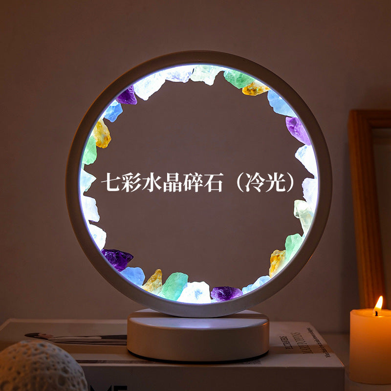 Crystal cluster round night light USB plug-in base, 180*100mm