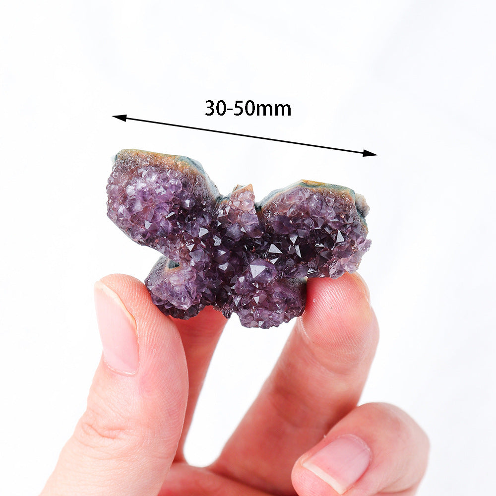 Natural amethyst clusters-butterfly carvings,30-50mm