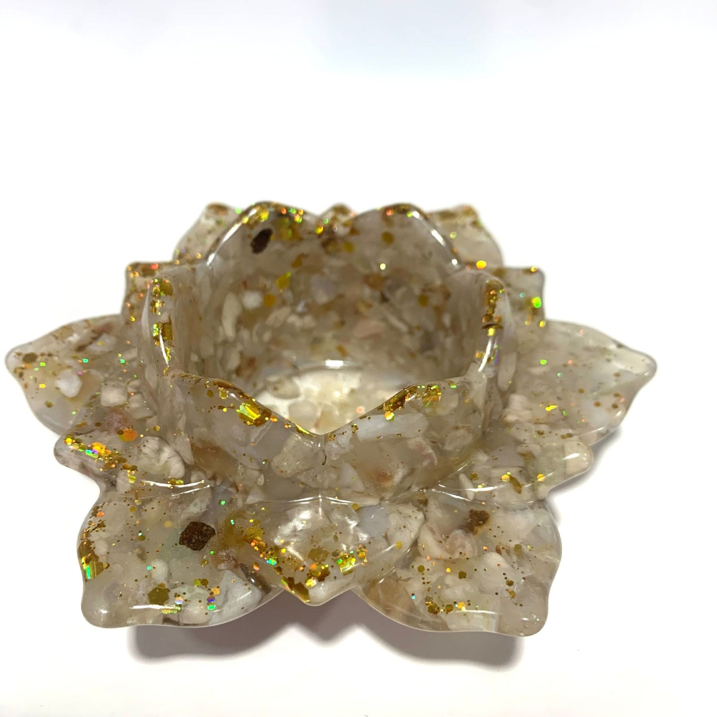 Natural crystal resin Lotus bowl, 115*115*40 mm