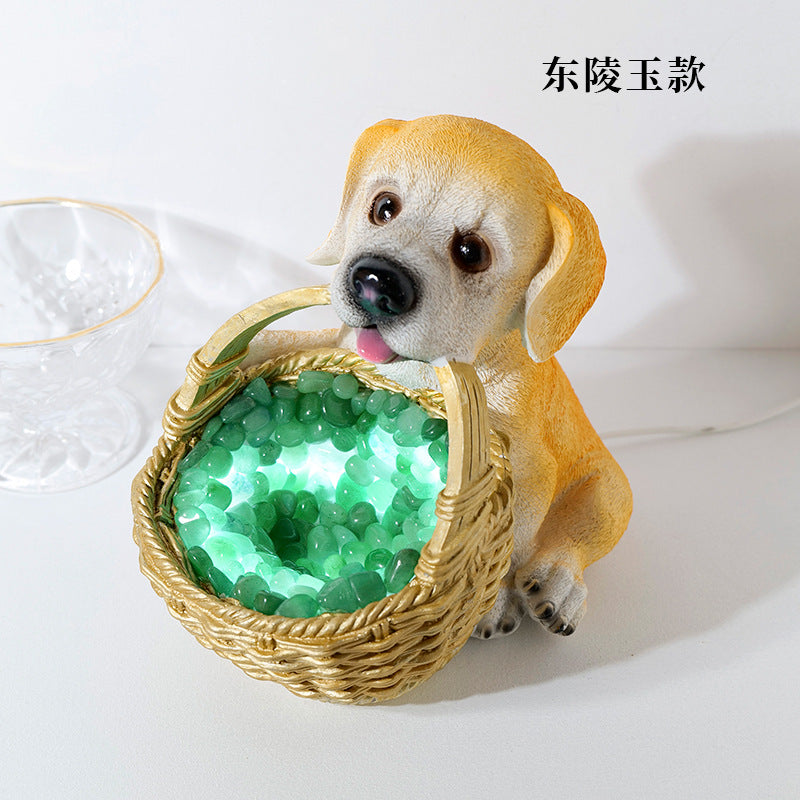 Natural crystal gravel Night light dog USB plug-in , 190*140mm