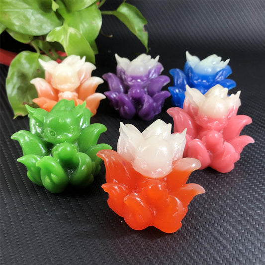 Nine-tailed fox resin luminous stone,40mm