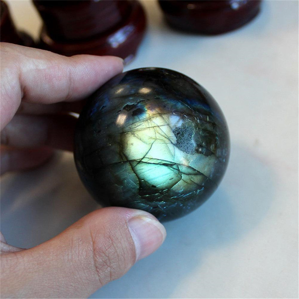 Natural labradorite crystal sphere rough stone