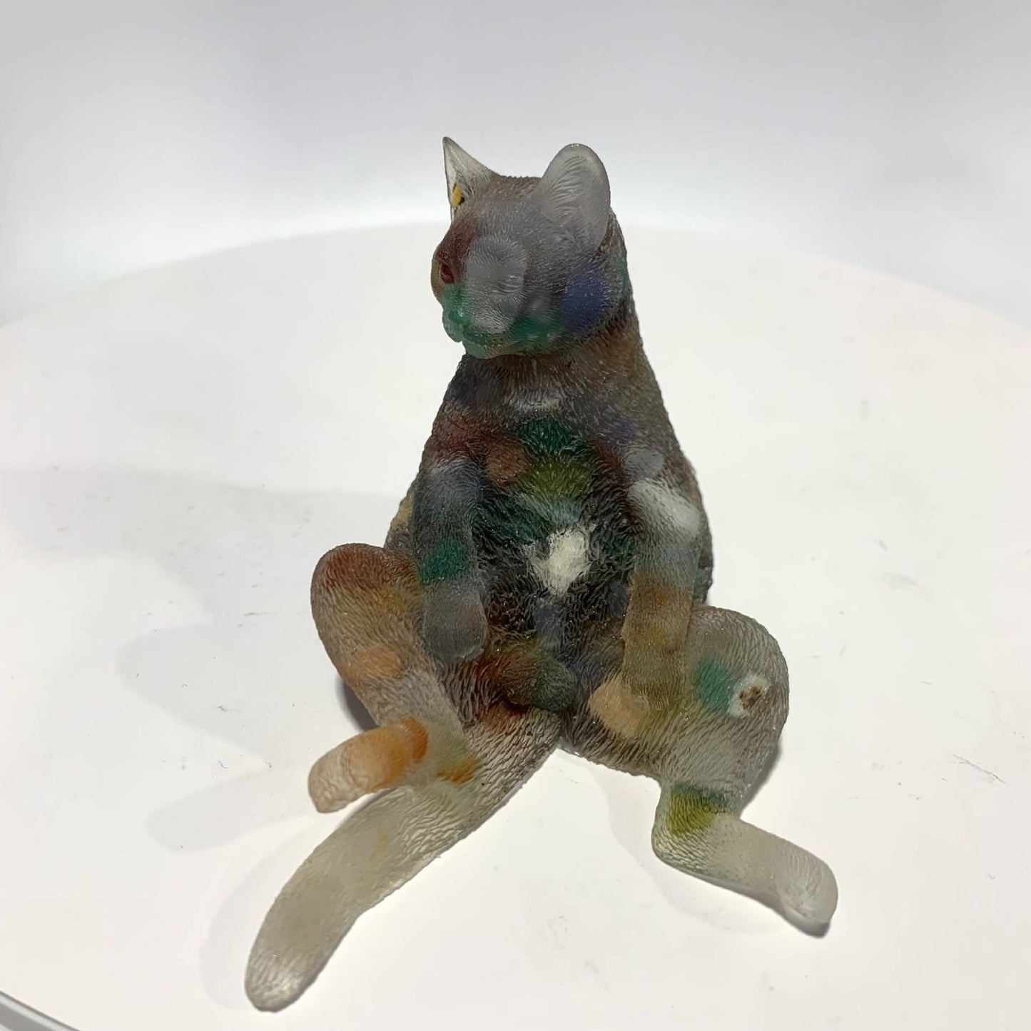 Natural crystal Epoxy Male cat,85*55*65mm