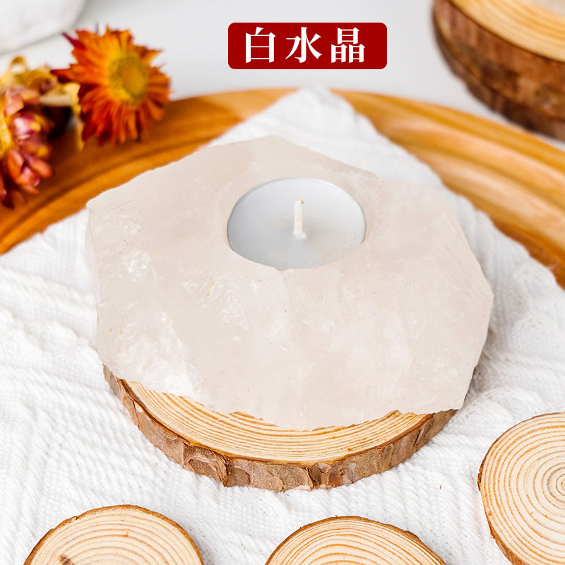 Natural crystal rough stone candle holder,90-100mm