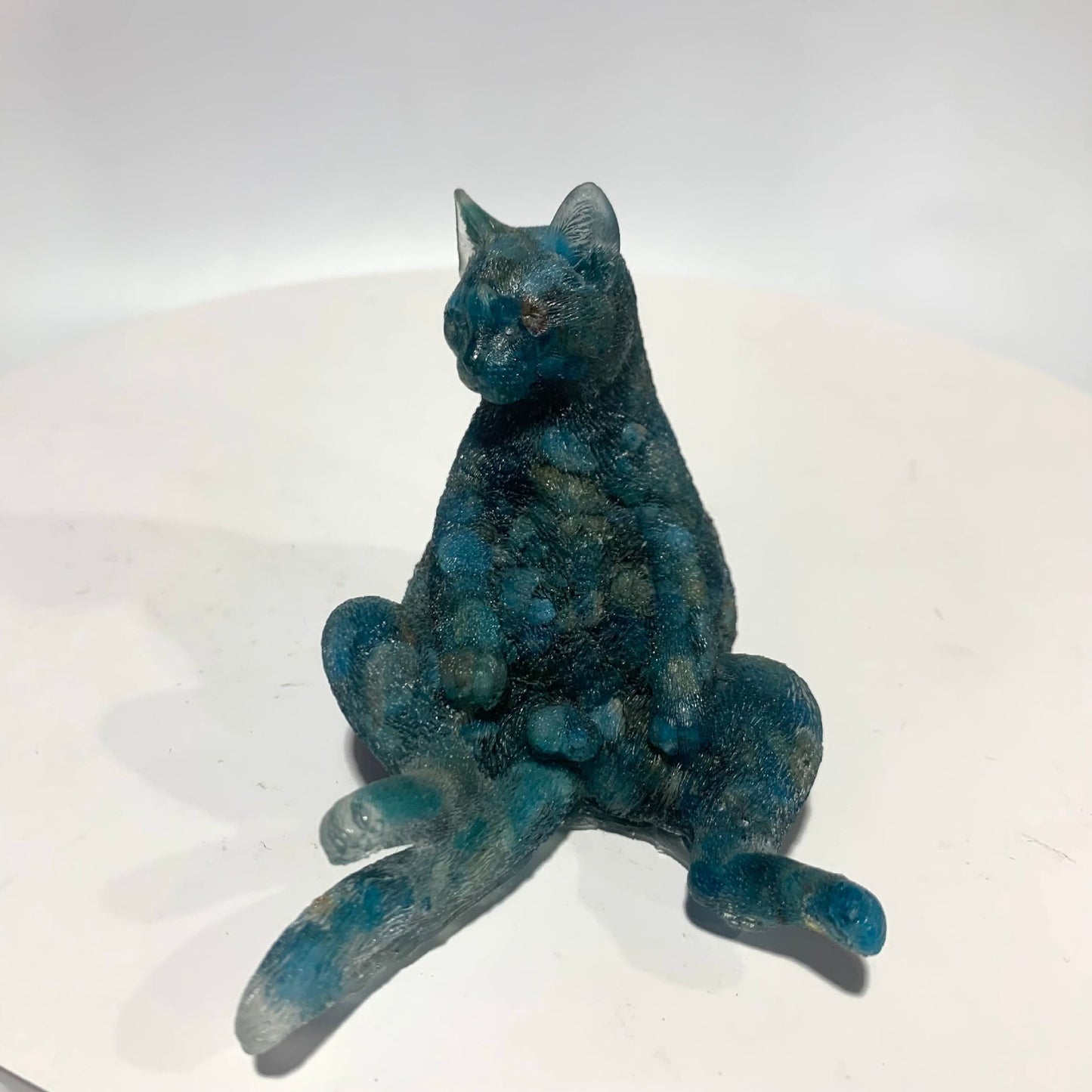 Natural crystal Epoxy Male cat,85*55*65mm