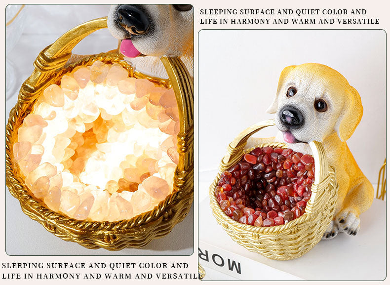 Natural crystal gravel Night light dog USB plug-in , 190*140mm