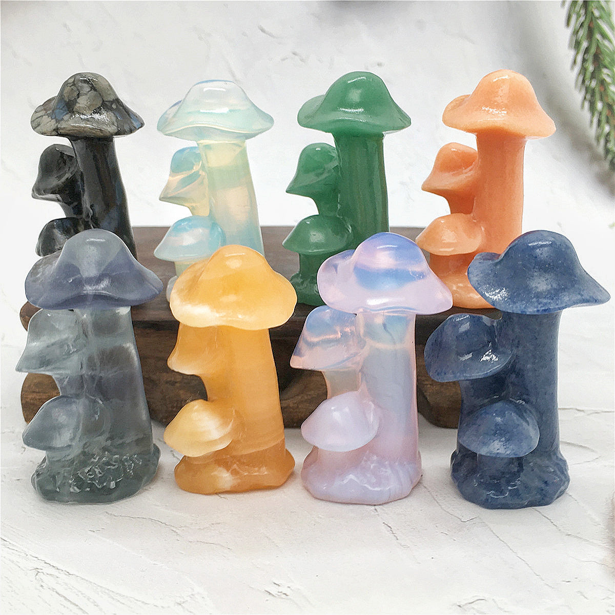 Natural crystal carving 2-inch mushrooms tree,50*20*20mm