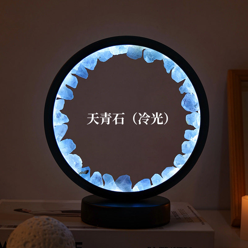 Crystal cluster round night light USB plug-in base, 180*100mm