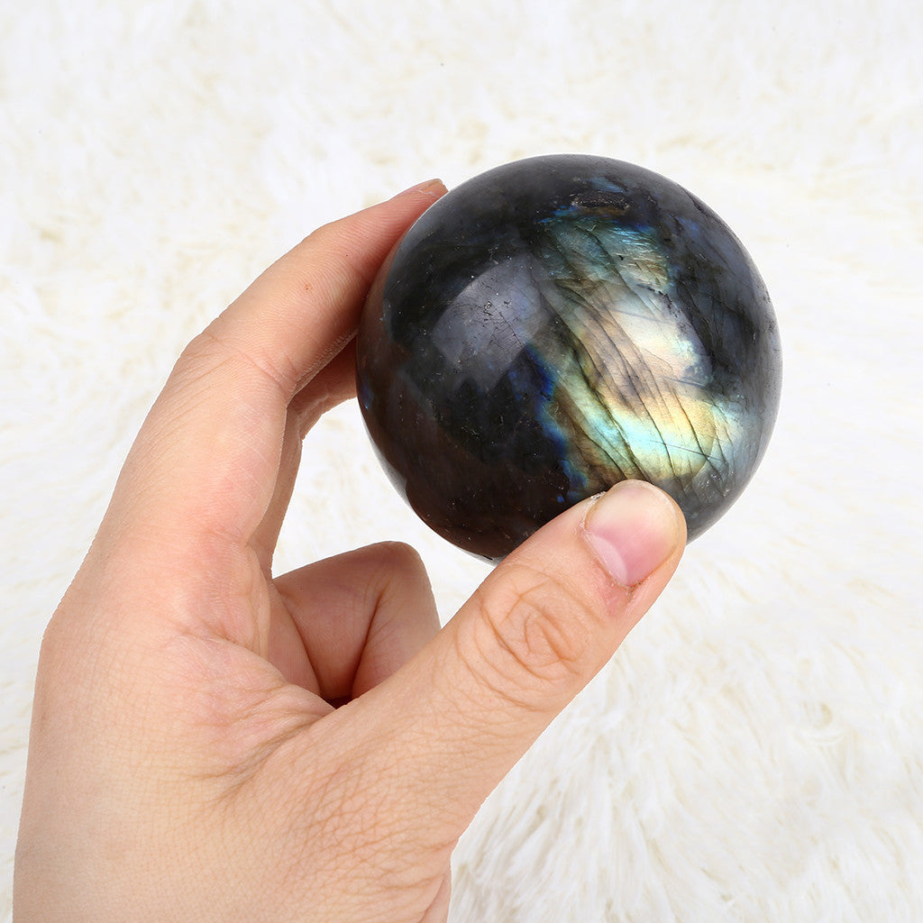 Natural labradorite crystal sphere rough stone