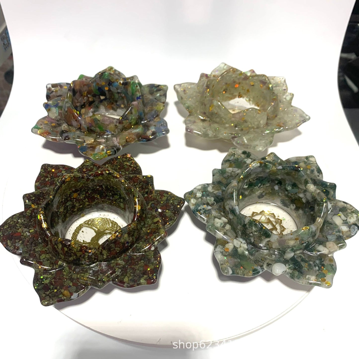 Natural crystal resin Lotus bowl, 115*115*40 mm