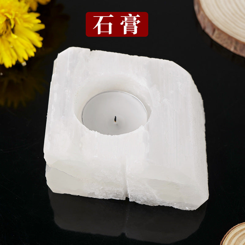 Natural crystal rough stone candle holder,90-100mm