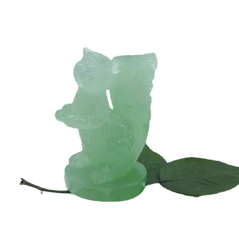 Squirrel crystal sphere imitation jade resin holder,39*33*82mm