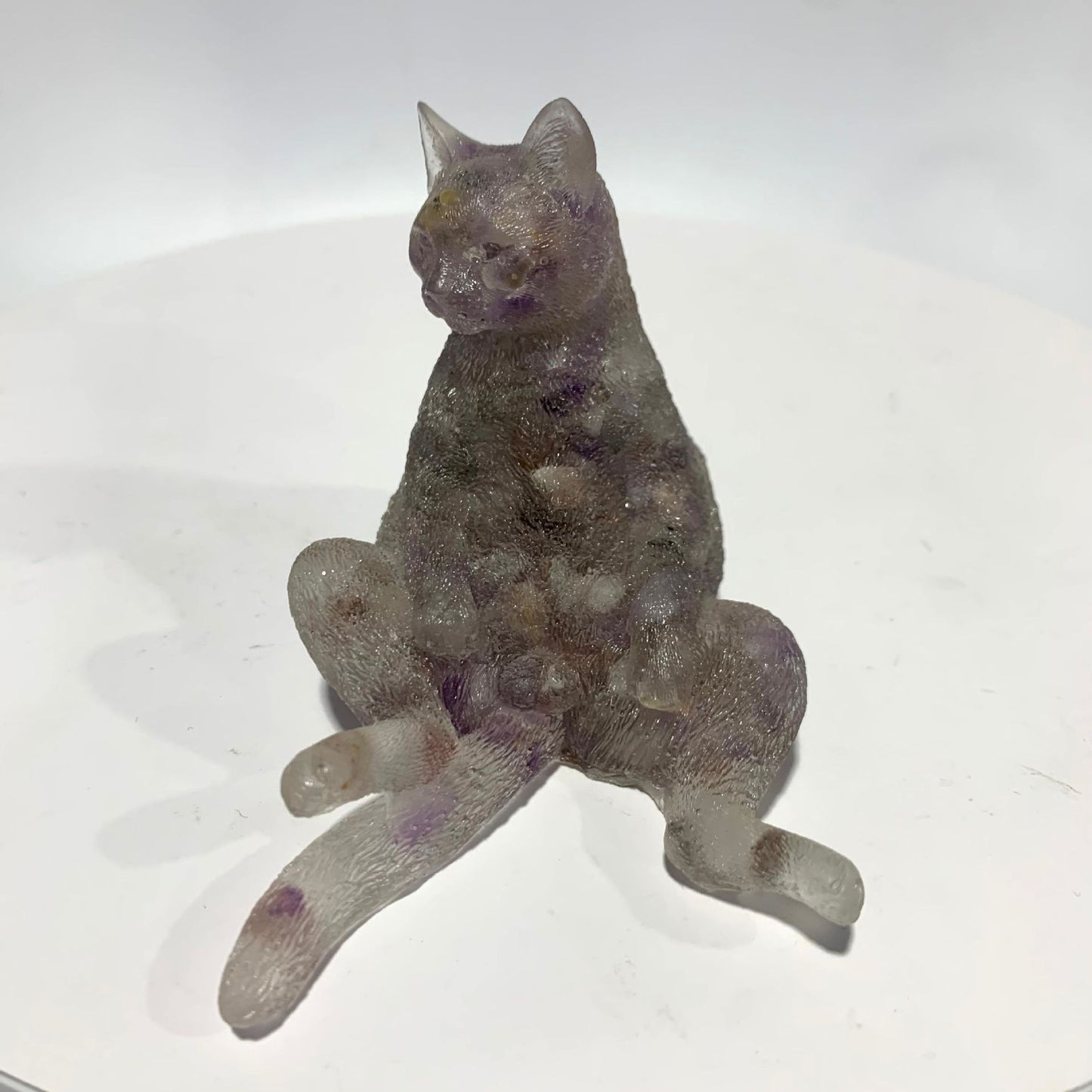 Natural crystal Epoxy Male cat,85*55*65mm