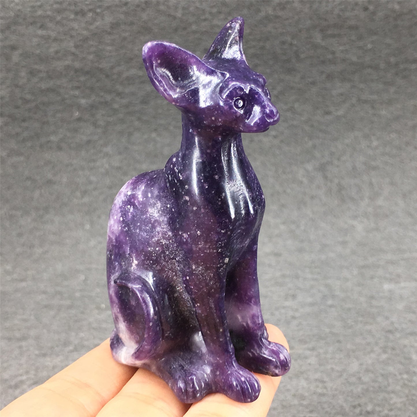 Natural crystal  female cat small carving,75mm