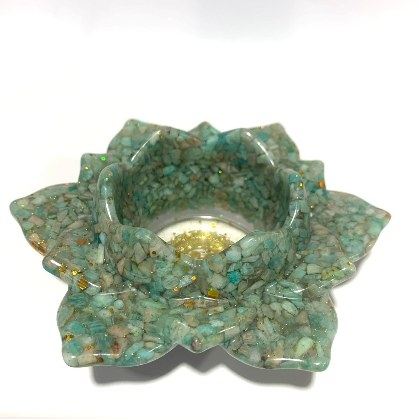 Natural crystal resin Lotus bowl, 115*115*40 mm