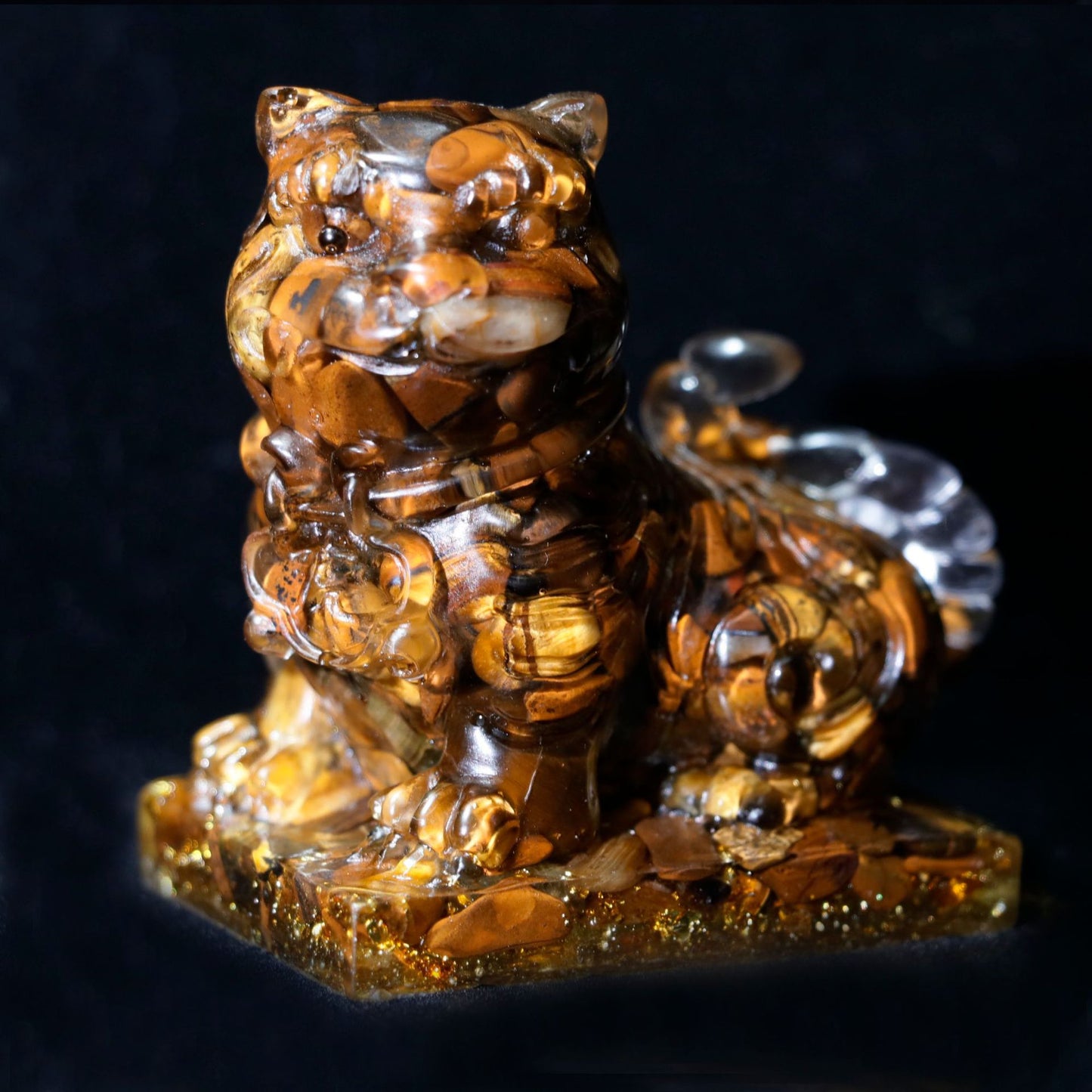 Crystal Gravel Epoxy Tiger carving,60*40*50mm