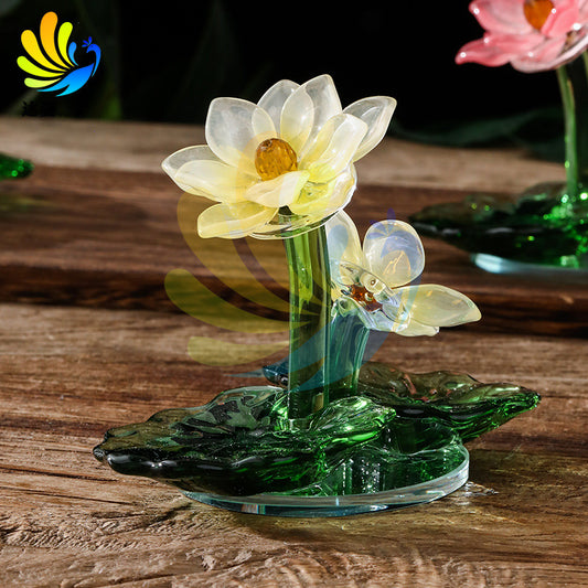 Crystal lotus with rosette decoration,100*75mm