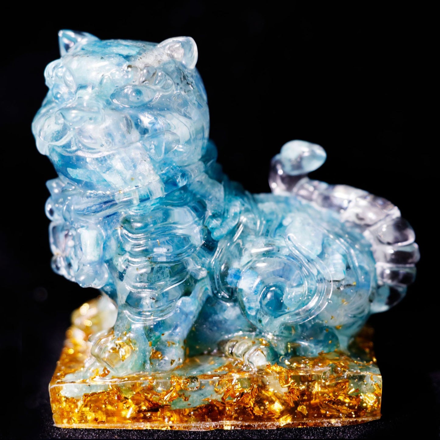 Crystal Gravel Epoxy Tiger carving,60*40*50mm