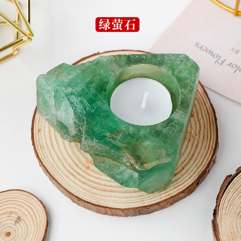 Natural crystal rough stone candle holder,90-100mm