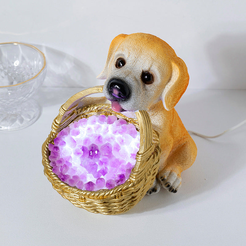 Natural crystal gravel Night light dog USB plug-in , 190*140mm