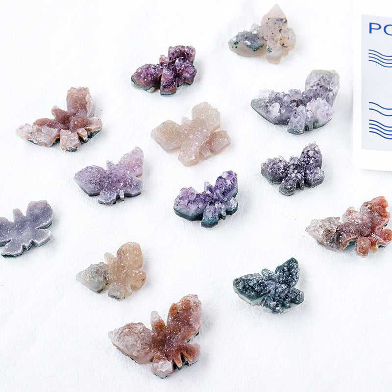 Natural amethyst clusters-butterfly carvings,30-50mm