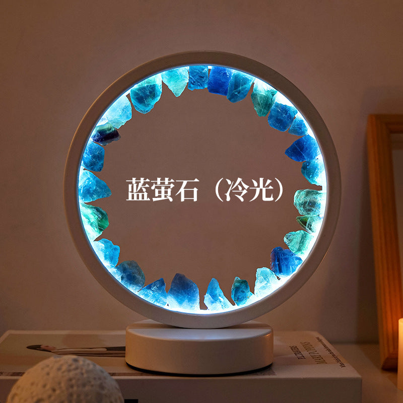 Crystal cluster round night light USB plug-in base, 180*100mm