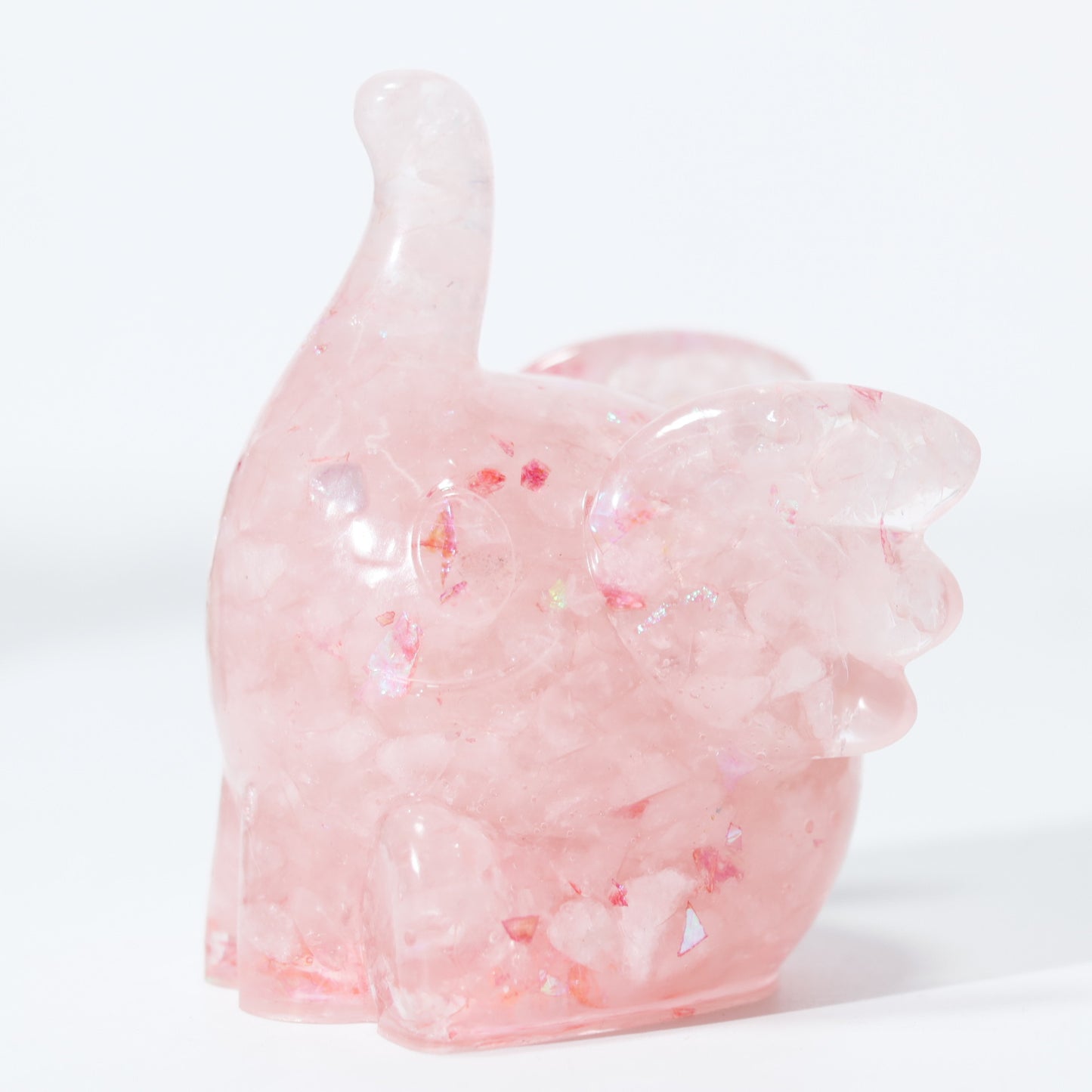 Crystal gravel Dumbo elephant baby carving,75*55*55mm