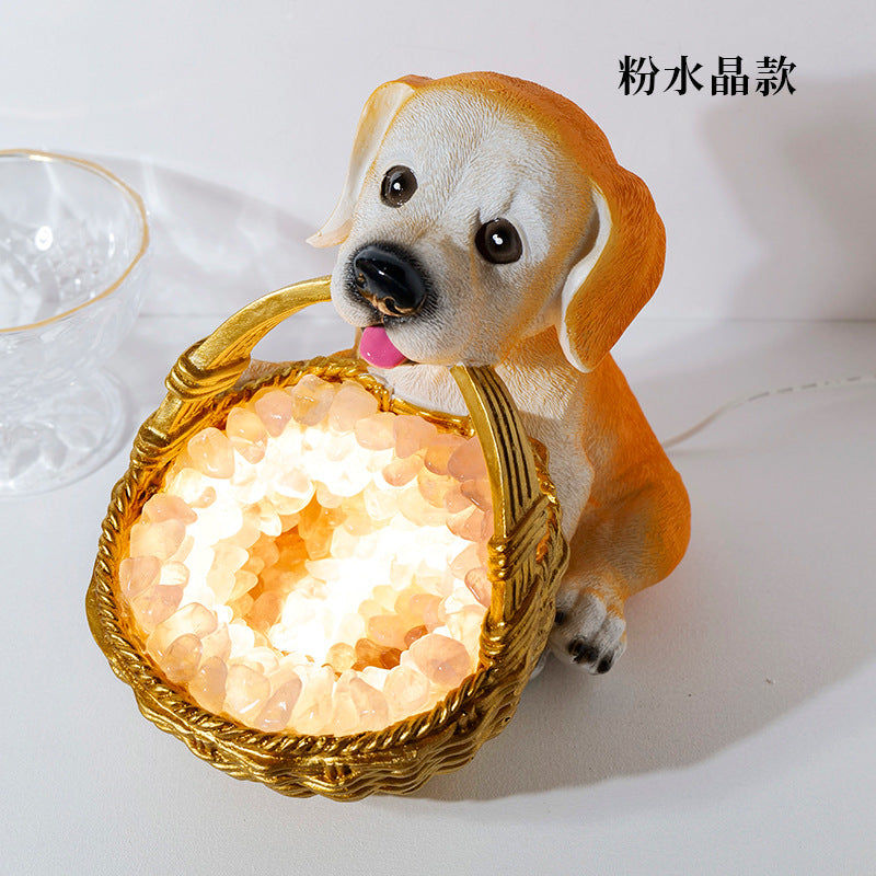 Natural crystal gravel Night light dog USB plug-in , 190*140mm