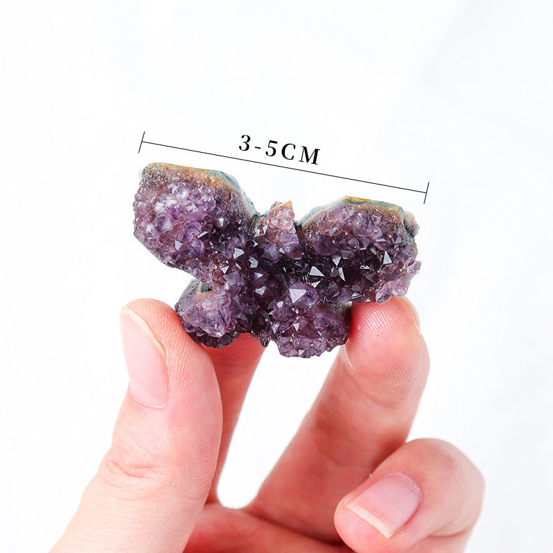 Natural amethyst clusters-butterfly carvings,30-50mm