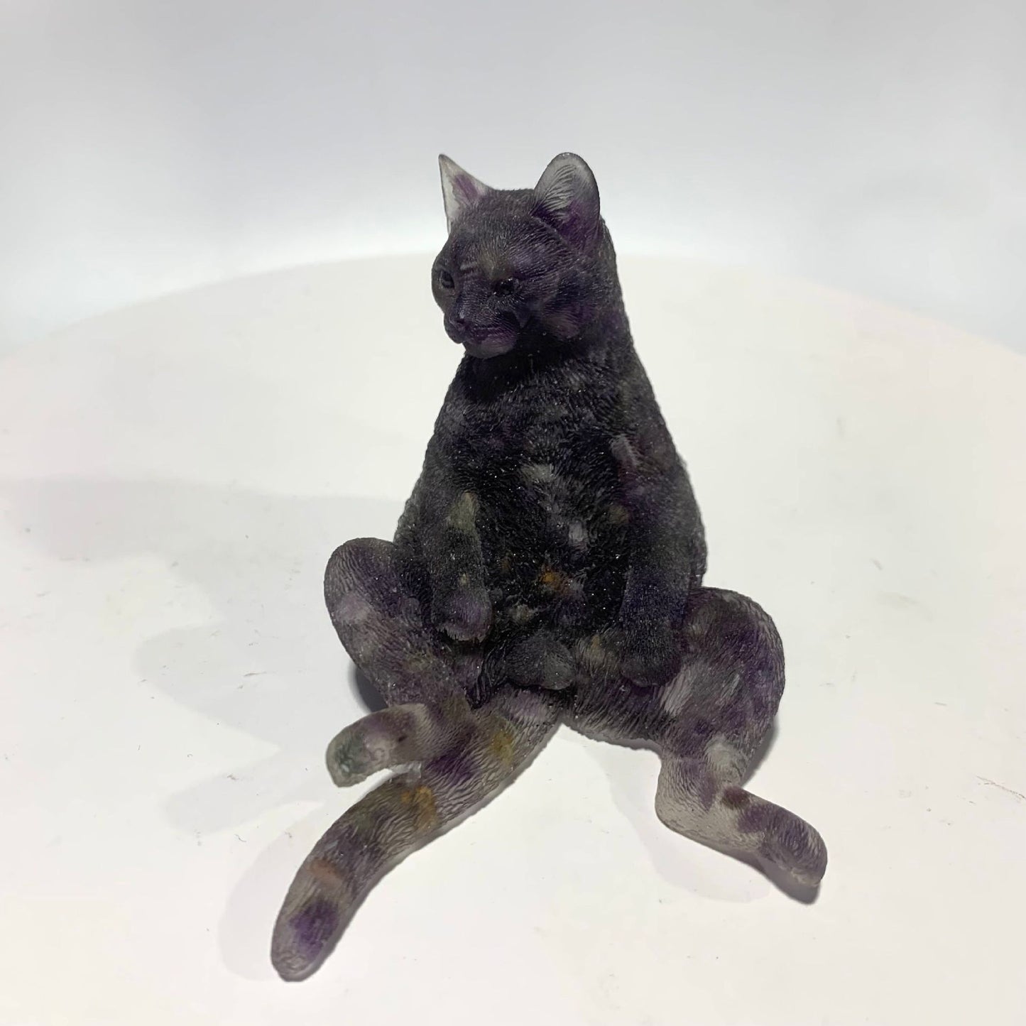 Natural crystal Epoxy Male cat,85*55*65mm