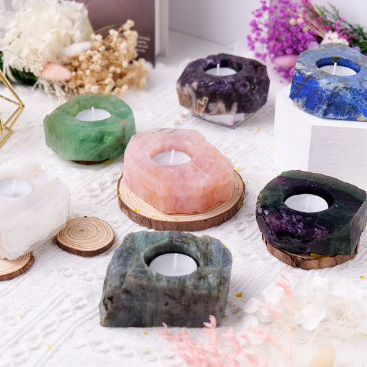 Natural crystal rough stone candle holder,90-100mm