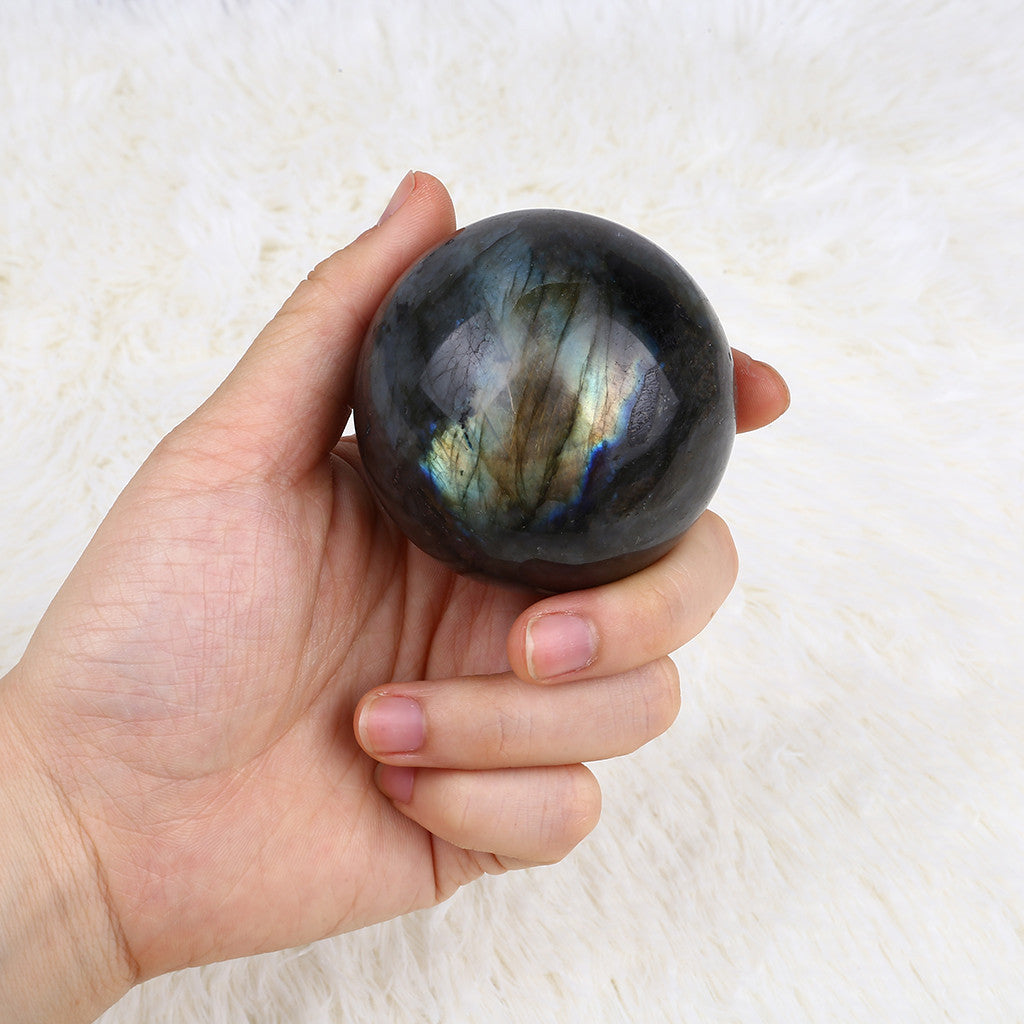 Natural labradorite crystal sphere rough stone