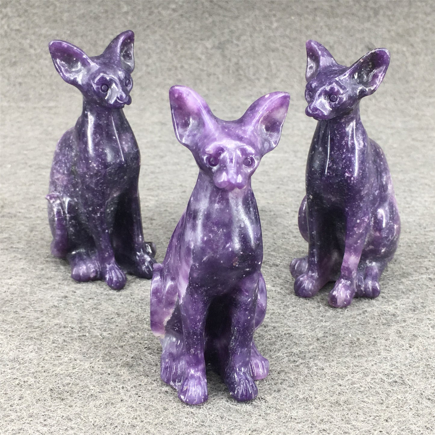 Natural crystal  female cat small carving,75mm