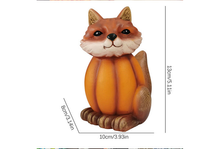 Halloween animal head pumpkin fox Resin carving, 130*100mm