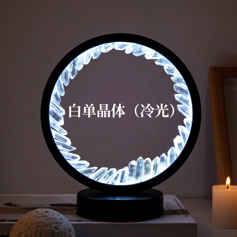 Crystal cluster round night light USB plug-in base, 180*100mm